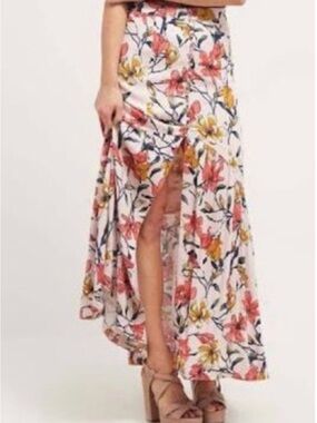 Free People Smooth Sailing Floral Maxi Skirt Size 8 Boho High Slit